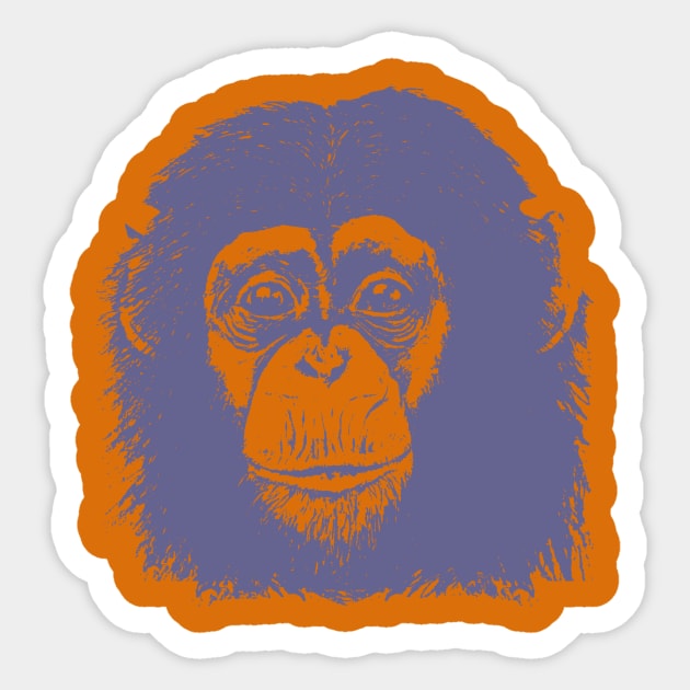 Purple Chimp face Sticker by ToddPierce